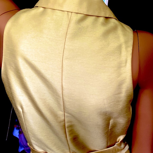 PARTY Shimmering Gold EVAN PICONE Faux Wrap Dress size 10 - Picture 5 of 9